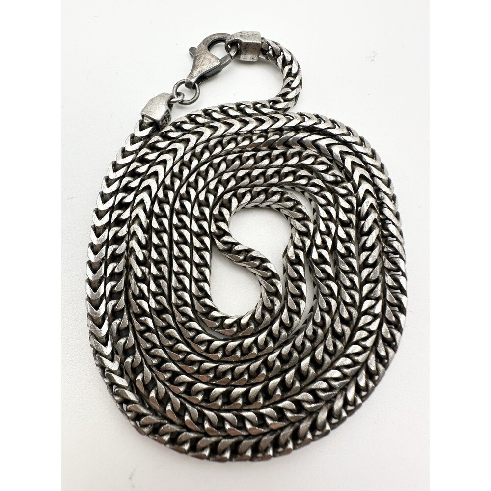 925 Sterling Silver Solid Square Franco Link 61 grams Chain Necklace 36”